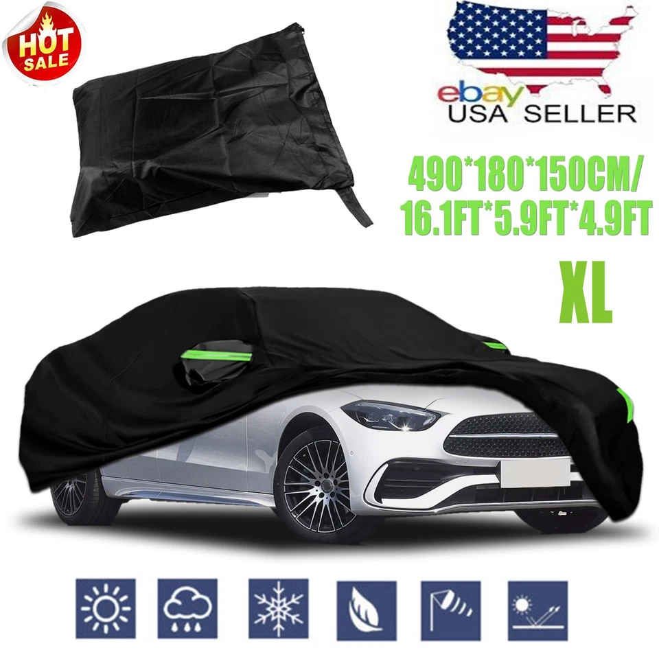 Full Car Cover For Mercedes-Benz UV Snow Dust Rain Resistant Protection Black - Изображение 2 из 4