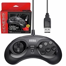 Retro-Bit Official Sega Genesis USB Controller 8-Button Arcade Pad for Sega G...