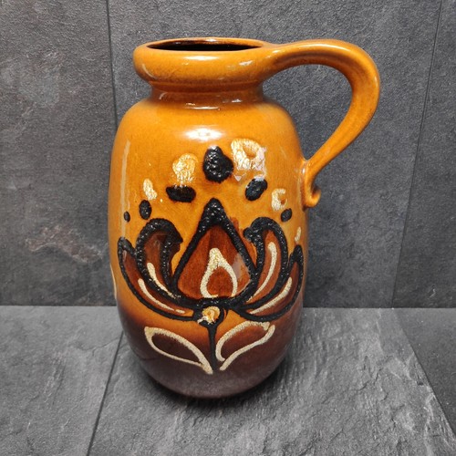 Scheurich 484-27 Blumen Dekor Fat Lava Keramik Vase 70er 27cm West Germany - Picture 4 of 7