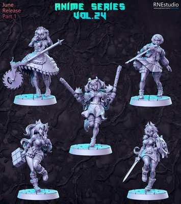 Anime Series Vol 24 Full Set Tabletop RPG Miniature 3D Printed Resin Unpainted
