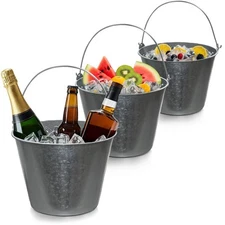 PLEXON Galvanized Metal Ice Bucket for Parties Coctail Bar Restaura... Fast Ship