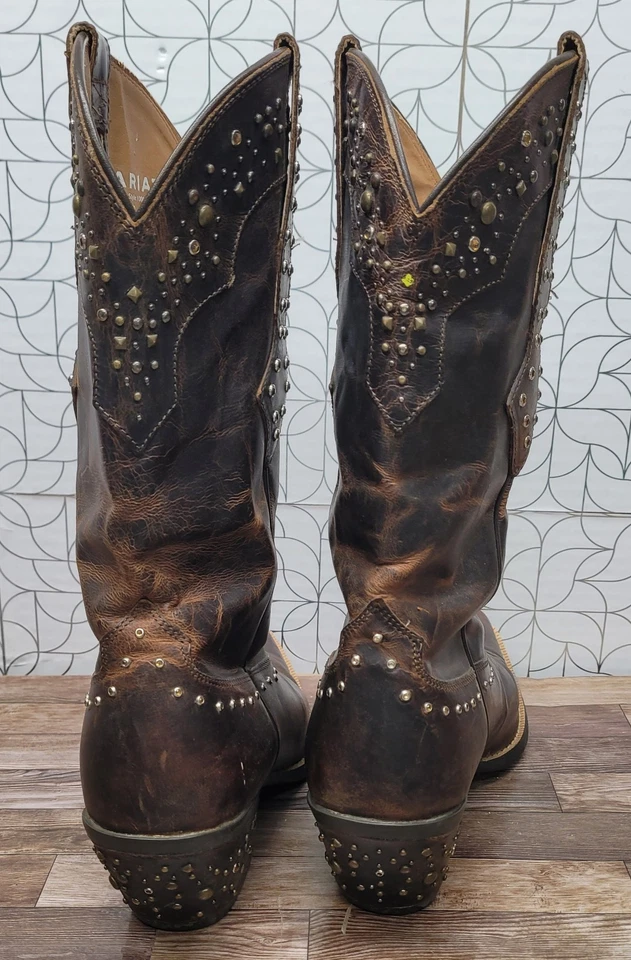 Botas vaqueras Ariat para mujer de cuero marrón con estrás talla 8B accesorio de moda  Foto 4 de 4
