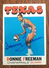 Donnie Freeman 1971-72 Topps #220 signed auto: Dallas Chaparrals ABA