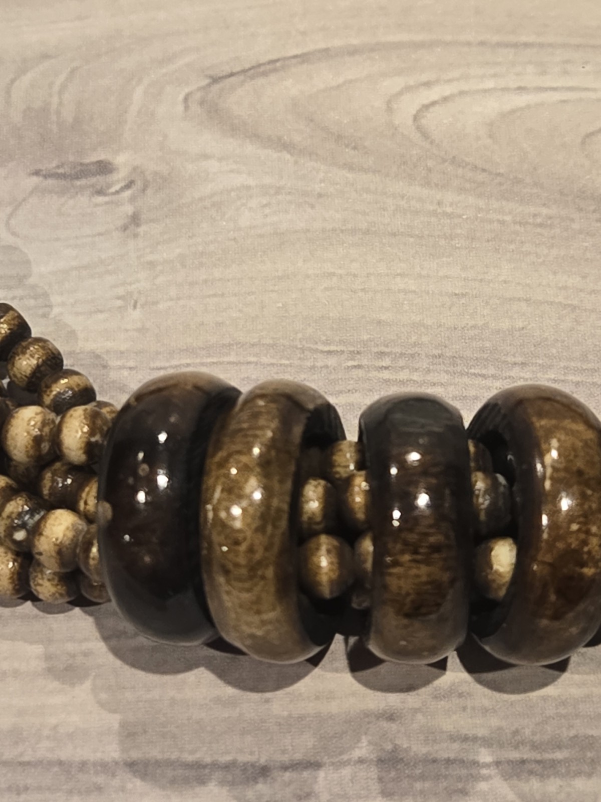 Wood Bead Necklace Multi Strand Statement - image 3