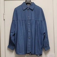 Vintage Gitano Denim Top Jean Shirt Womens 20W Heart Metal Buttons Long Sleeve