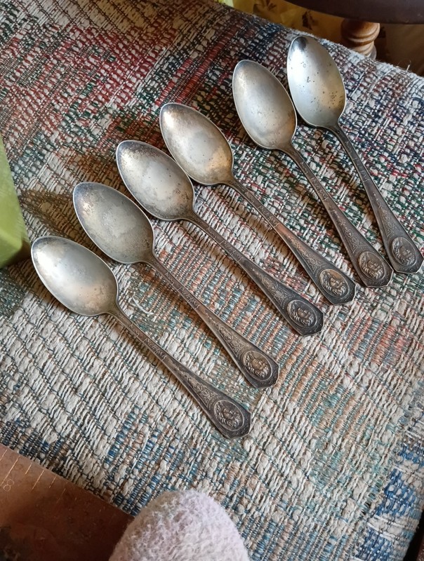 Set Of 6  Mary Pickford Silent Film Actress silver plated 1930s Antique Spoon