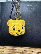 Crochet Yellow Bear Key Chain Charm, Detachab...