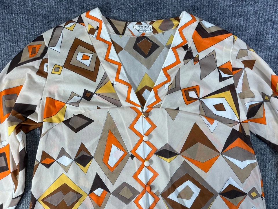 Vestido Mini Botón Vintage Años 60 Emilio Pucci Formas Salvajes Talla S 10-12 EE. UU. Foto 4 de 4