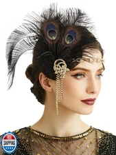 BABEYOND 1920s Flapper Headpiece Headband - Art Deco Roaring 20s Great Gatsby