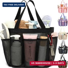 Mesh Shower Caddy Portable for College Dorm Room Essentials, 8-Pocket Large Show