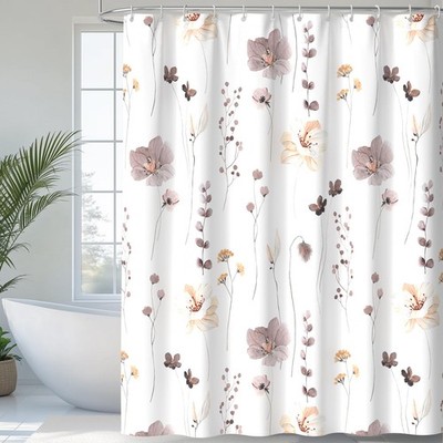QiyI Watercolor Floral Shower Curtain Flowers Print Bathroom Curtain Waterproof