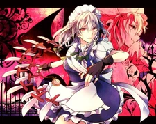 Anime remilia scarlet maid outfit white hair red eyes Custom Gaming Mat Desk
