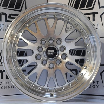 15'' 15x7 5x100/114.3 +20 MST MT10 MACHINE FACE SILVER MESH LIP w/ RIVETS WHEELS