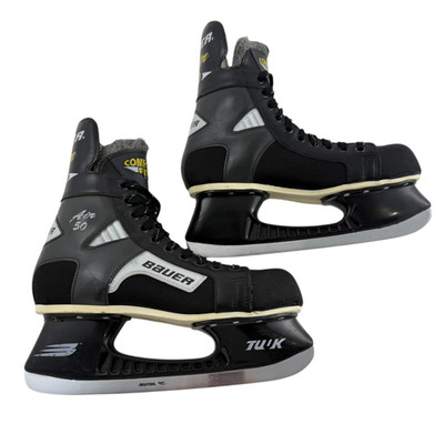 Bauer Air 50 Comfort Fit Senior Mens Size US 8 Ice Hockey Skates Fasteel Black
