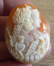 RARE ANTIQUE CARVED CAMEO SHELL PLAQUE