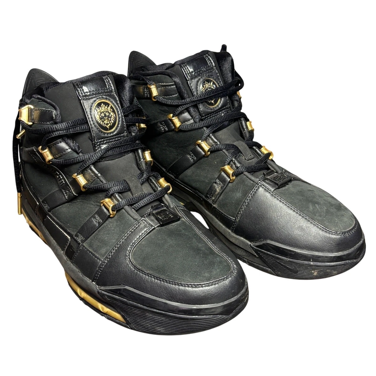 Nike Zoom Lebron 3 Retro US 12 Black Metallic Gold 2018 Athletic A02434-001 NIKE ZOOM LEBRON 3 III QS BLACK-BLACK-METALLIC GOLD SZ 7  main image 2