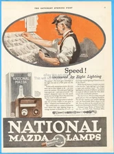 1921 National Mazda Lamps GE Printer Typesetter Foot Candle Meter Gardner Ad