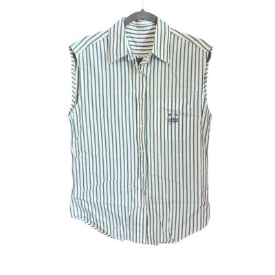 Vintage Lauren Ralph Lauren button front sleeveless shirt green white stripe L