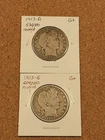 1913-D and 1913-S Very Low Mintage Barber Half Dollars, Both in G+ Condition