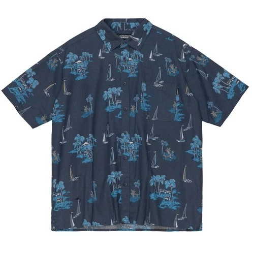 NEW! Florence Marine X Size Large Makani Aloha Shirt  Navy Hawaiian $70 msrp M18