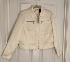 Chico s Black Label Size 1 M 8 Ivory Color Zip-up Jacket, NWT, Long Sleeve