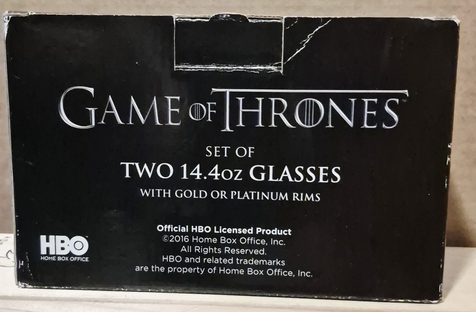Set of 2 Game of Thrones Gold & Platinum Rim 14oz Glasses Whiskey Bar Glass. New