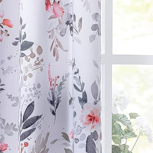 Floral Blackout Curtains for Kitchen Room Darkening Thermal Insulated Panels - Picture 2 of 7