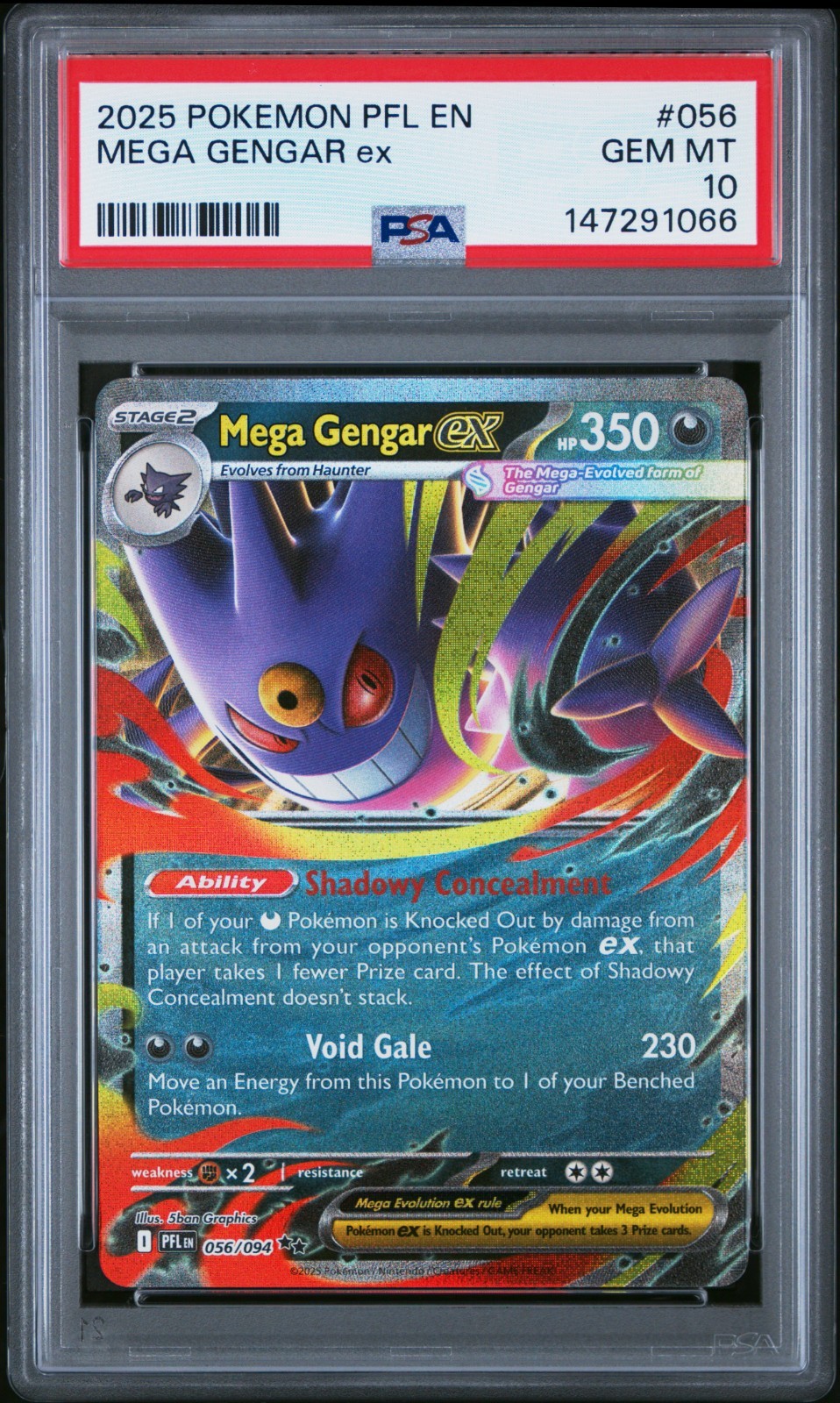 2025 Pokemon PFL EN Mega Gengar ex Phantasmal Flames #056/094 PSA GEM MINT 10