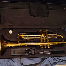 Besson Bb Trumpet 3 Piston Valves Brass Lacquered Gold w/ Case, Water Key