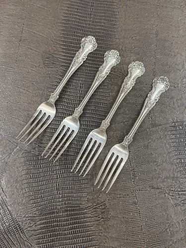 Antique Gorham Cambridge Sterling Silver Forks Set of Four 7” 155 grams mono