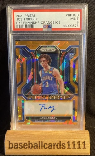 2021 Panini Prizm #RPJGD JOSH GIDDEY RJE PNMNSHP-ORANGE ICE Auto PSA 9 BB1