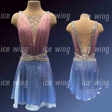 Figure Skating Dress Ice Skating Dress Competition Skating Wear blue dyeing