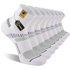 8 Pairs Men's Athletic Ankle Socks Running Cushioned Cotton 8 Pairs White