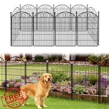 COLRASN Garden Dog Fence 10 Panels No Dig 48"H x 24.16ftW Rustproof Animal Ba...