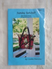 Sunday Satchel Sewing Pattern 17.5x 17.5 Linda Marcou Pre-made Strap Blue Ribbon