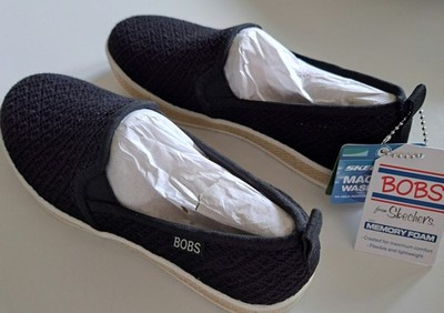 Skechers, Espadrilles, BOBS, schwarzer Stoff, Größe 37/38, Memory Foam