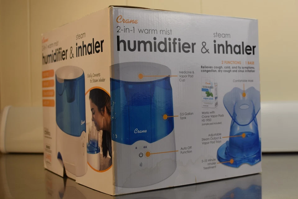 Crane Personal Steam Inhaler and Warm Mist Humidifier Blue and White - Image 3 of 4