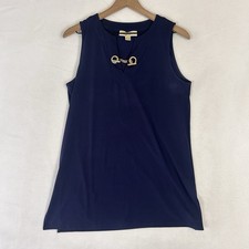 Michael Kors Women’s Medium Blue Sleeveless Mini Dress Gold Chain Stretch