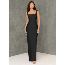 Azazie Black Sheath Square Neckline Chiffon Dress A14 New With Tags