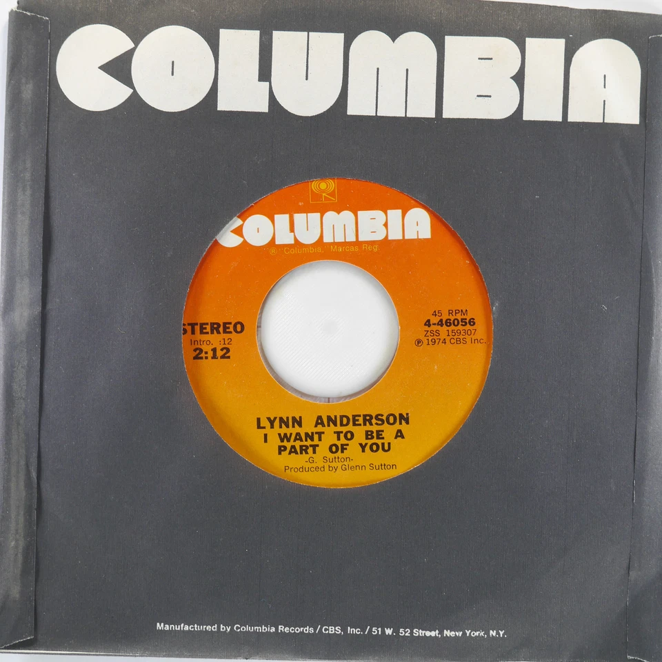LYNN ANDERSON Talkin' To The Wall / I Want To Be COLUMBIA 4-46056 NM 45 7" 1974 - Image 4 of 4