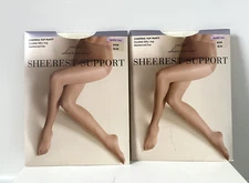JCPenney East 5th Pantyhose Queen Tall Bone Sheerest Support Control Top 2 pack