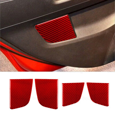 4Pcs Red Carbon Fiber Interior Door Panel Cover Trim For Chevrolet Sonic 2012-16