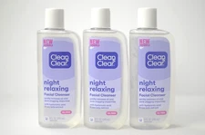 Clean & Clear Night Relaxing Facial Cleanser Oil Free New Formula 8 oz Lot of 3