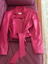 Vakko Pink Leather Jacket Lamb Skin Size M With Gold Zipper.reg.$1400.00