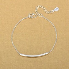 Women's 925 Sterling Silver Horizon Bar Anklet Foot Chain Ankle Bracelet AB65