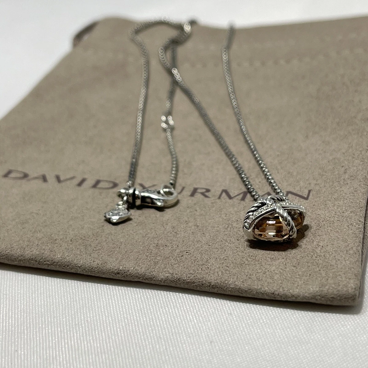 David Yurman Cable Wrap Morganite Diamonds Necklace 16