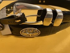 Black Genuine Leather Belt With UT University Of Texas University Conchos 30 R+