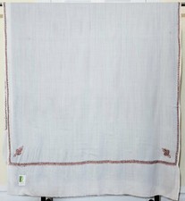 WOMEN KASHMIRI FLORAL EMBROIDERY PASHMINA, WOOLEN WRAPING WHITE COLOR SHAWLS