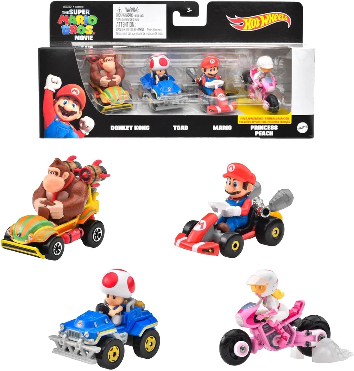 Hot Wheels Mario Kart 4 Pack The Super Mario Bros. Movie 2023