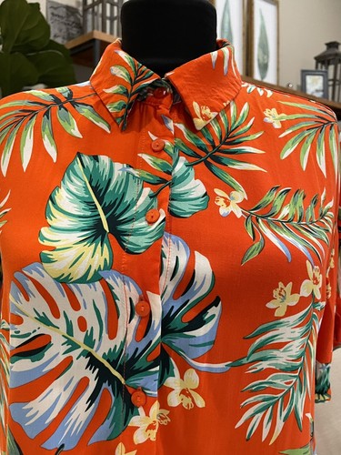 Forever 21 Womens Hawaiian Tropical Leaf Floral Print Blouse Top | Size Small - Picture 2 of 10